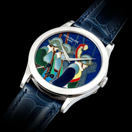 PATEK PHILIPPE. A RARE 18K WHITE GOLD LIMITED EDITION AUTOMATIC WRISTWATCH WITH CLOISONN&#201; ENAMEL DIAL FEATURING THE ESCALADE FESTIVITIES, MADE TO COMMEMORATE THE 175TH ANNIVERSARY OF PATEK PHILIPPE - photo 2