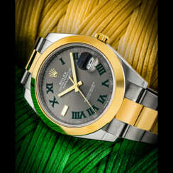 ROLEX. A STAINLESS STEEL AND 18K GOLD AUTOMATIC WRISTWATCH WITH SWEEP CENTRE SECONDS, DATE AND BRACELET