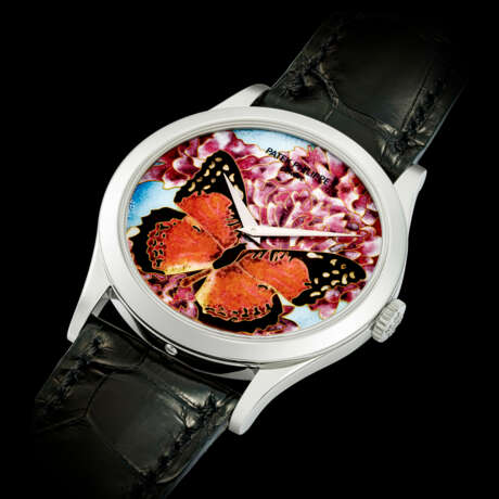 PATEK PHILIPPE. A PLATINUM LIMITED EDITION AUTOMATIC WRISTWATCH WITH CLOISONN&#201; ENAMEL DIAL BY ANITA PORCHET FEATURING A BUTTERFLY - photo 2