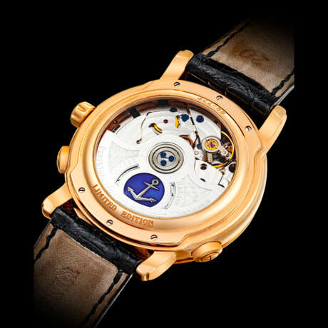 ULYSSE NARDIN. A RARE 18K PINK GOLD LIMITED EDITION AUTOMATIC PERPETUAL CALENDAR DUAL TIME WRISTWATCH WITH DIGITAL YEAR DISPLAY - Foto 2