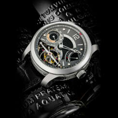 GREUBEL FORSEY. AN IMPRESSIVE AND SPECIALLY EXECUTED PLATINUM WRISTWATCH WITH INCLINED 30&#176; DOUBLE TOURBILLON AND POWER RESERVE INDICATION