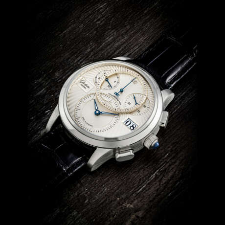 GLASH&#220;TTE ORIGINAL. A PLATINUM AUTOMATIC FLYBACK CHRONOGRAPH WRISTWATCH WITH DATE - фото 1