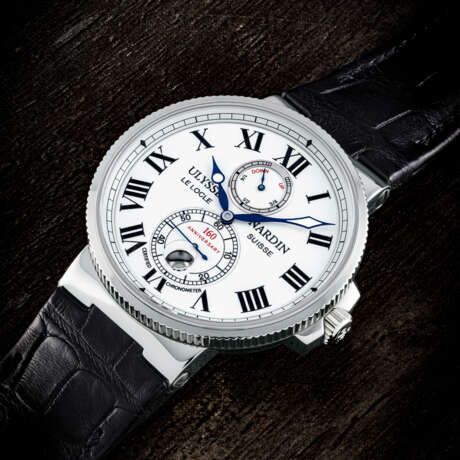 ULYSSE NARDIN. A RARE PLATINUM LIMITED EDITION AUTOMATIC WRISTWATCH WITH DATE, POWER RESERVE AND ENAMEL DIAL, MADE TO CELEBRATE THE 160TH ANNIVERSARY OF ULYSSE NARDIN - Foto 2