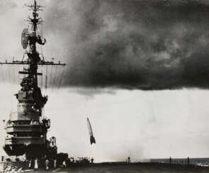 THE FIRST LAUNCH OF A V-2 ROCKET, FROM AN AIRCRAFT CARRIER