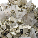 A LARGE CLUSTER OF PYRITE ON QUARTZ - фото 2