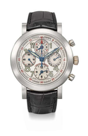 FRANCK MULLER. A VERY RARE STAINLESS STEEL PROTOTYPE AUTOMATIC CHRONOGRAPH TRIPLE TIME ZONE WRISTWATCH WITH DATE - фото 1