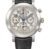 FRANCK MULLER. A VERY RARE STAINLESS STEEL PROTOTYPE AUTOMATIC CHRONOGRAPH TRIPLE TIME ZONE WRISTWATCH WITH DATE - Foto 1