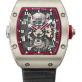 RICHARD MILLE. A UNIQUE 18K WHITE GOLD LIMITED EDITION SEMI-SKELETONISED DUAL TIME TOURBILLON WRISTWATCH WITH POWER RESERVE, TORQUE INDICATORS AND GUARANTEE - photo 1