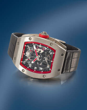 RICHARD MILLE. A UNIQUE 18K WHITE GOLD LIMITED EDITION SEMI-SKELETONISED DUAL TIME TOURBILLON WRISTWATCH WITH POWER RESERVE, TORQUE INDICATORS AND GUARANTEE - Foto 2