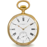 PATEK PHILIPPE. A LARGE 18K GOLD OPENFACE KEYLESS LEVER WATCH WITH CERTIFICATE OF ORIGIN AND BOX - Foto 1