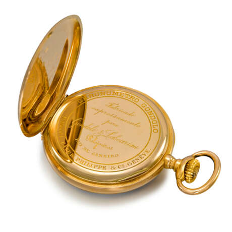 PATEK PHILIPPE. A LARGE 18K GOLD OPENFACE KEYLESS LEVER WATCH WITH CERTIFICATE OF ORIGIN AND BOX - фото 9