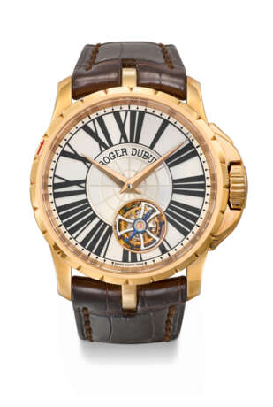 ROGER DUBUIS. AN EXTREMELY RARE AND LARGE 18K PINK GOLD PROTOTYPE MINUTE REPEATING TOURBILLON WRISTWATCH WITH BOX - photo 1