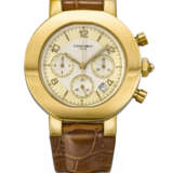 CHAUMET. AN ATTRACTIVE 18K GOLD AUTOMATIC CHRONOGRAPH WRISTWATCH WITH DATE AND BOX - фото 1