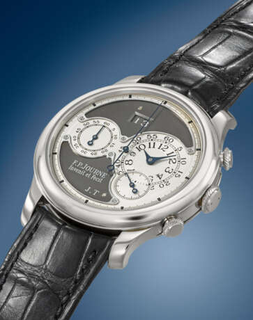 F.P. JOURNE. A UNIQUE PLATINUM LIMITED EDITION AUTOMATIC FLYBACK CHRONOGRAPH WRISTWATCH WITH DATE, CERTIFICATE AND BOX - Foto 2