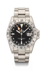 ROLEX. AN ATTRACTIVE STAINLESS STEEL AUTOMATIC WRISTWATCH WITH SWEEP CENTRE SECONDS, DATE, 24 HOUR HAND AND BRACELET