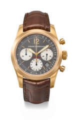 GIRARD-PERREGAUX. A RARE 18K PINK GOLD AUTOMATIC CHRONOGRAPH WRISTWATCH WITH DATE, GUARANTEE AND BOX, MADE FOR FERRARI