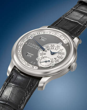 F.P. JOURNE. A UNIQUE PLATINUM LIMITED EDITION AUTOMATIC ANNUAL CALENDAR WRISTWATCH WITH RETROGRADE DATE, CERTIFICATE AND BOX - фото 2