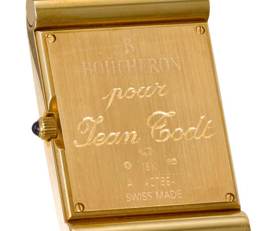 BOUCHERON. AN ELEGANT 18K GOLD RECTANGULAR WRISTWATCH WITH BOX - photo 3
