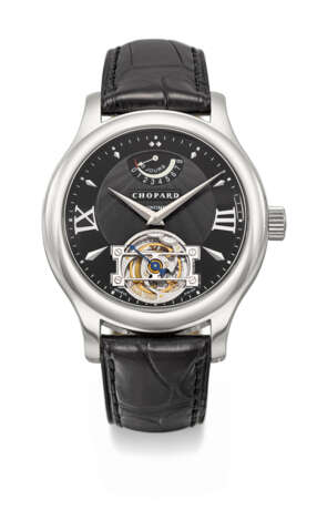 CHOPARD. A VERY RARE AND ELEGANT PLATINUM LIMITED EDITION TOURBILLON WRISTWATCH WITH 8 DAY POWER RESERVE AND BOX - фото 1