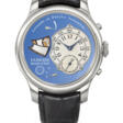 F.P. JOURNE. A UNIQUE AND HIGHLY IMPORTANT STAINLESS STEEL GRANDE AND PETITE SONNERIE MINUTE REPEATING WRISTWATCH WITH MIRROR-POLISHED PETROL BLUE DIAL, POWER RESERVE, CERTIFICATE AND BOX - Auktionsarchiv