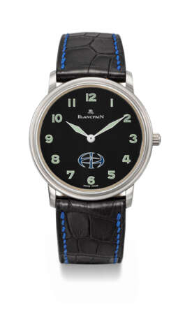 BLANCPAIN. A RARE PLATINUM LIMITED EDITION AUTOMATIC WRISTWATCH WITH LUMINOUS BLACK DIAL, GUARANTEE AND BOX, MADE FOR THE SULTANATE OF BRUNEI - Foto 1