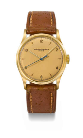 VACHERON CONSTANTIN. A RARE AND ELEGANT 18K GOLD WRISTWATCH WITH SWEEP CENTRE SECONDS AND CERTIFICATE OF ORIGIN - фото 1