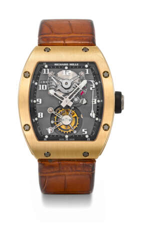 RICHARD MILLE. A UNIQUE AND HIGHLY IMPORTANT 18K PINK GOLD WRISTWATCH WITH ONE MINUTE TOURBILLON, TORQUE AND POWER RESERVE INDICATORS - Foto 1