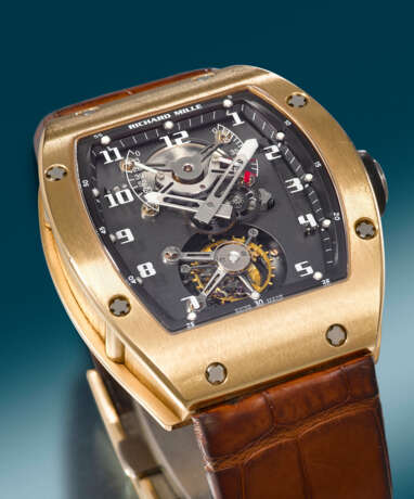 RICHARD MILLE. A UNIQUE AND HIGHLY IMPORTANT 18K PINK GOLD WRISTWATCH WITH ONE MINUTE TOURBILLON, TORQUE AND POWER RESERVE INDICATORS - фото 3