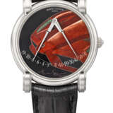 VACHERON CONSTANTIN. AN EXCEPTIONAL, IMPORTANT AND UNIQUE SPECIAL REQUEST PLATINUM AUTOMATIC WRISTWATCH WITH METIERS D’ART CLOISONNE ‘RED ENZO FERRARI’ ENAMEL DIAL, RETROGRADE HOURS AND MINUTES, GUARANTEE - фото 1