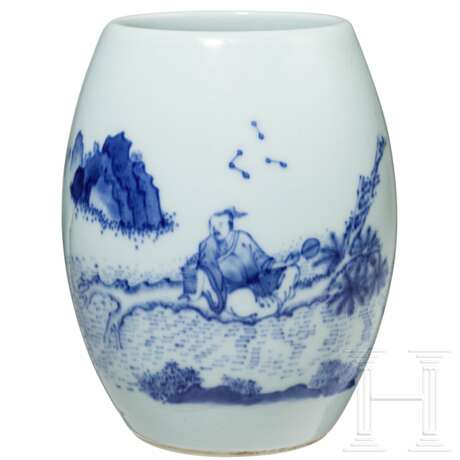 Blau-weiße Vase mit Gelehrtenszene, China, wahrscheinlich Kangxi-Periode (1661 - 1722) oder später - фото 1