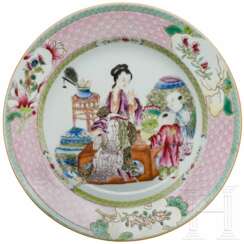 Famille Rose-Teller, Exportware, wohl Qianlong-Periode (1735 - 1796), 18. Jhdt.