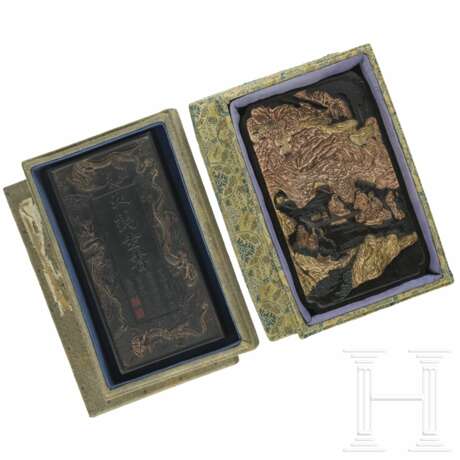 Zwei seltene Tintenkuchen mit Qianlong-Marke (1735 - 1796), möglicherweise aus der Zeit - Foto 1