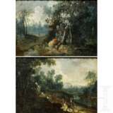 Ein Paar Landschaftsbilder in originalen Barockrahmen, Niederlande, 1. Hälfte 17. Jhdt. - photo 1