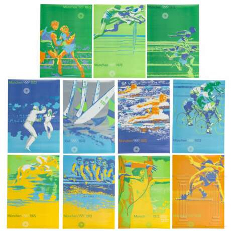 Elf Werbeplakate der Olympischen Spiele 1972 in München - Foto 1