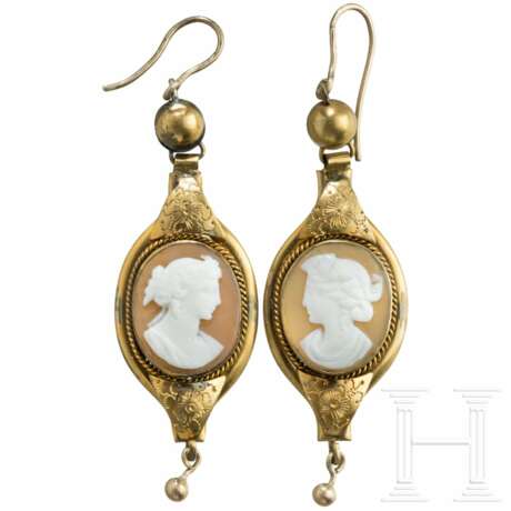 Ein Paar Kamee-Ohrringe, viktorianisch - photo 1