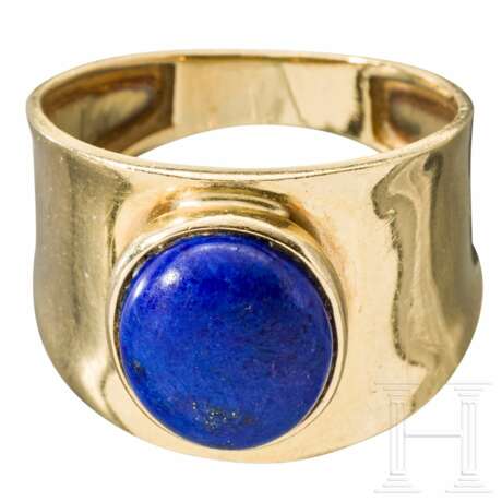 Goldring mit Lapislazuli, Italien, Vicenza, "ORO TOP" (1987 - 2012) - Foto 1