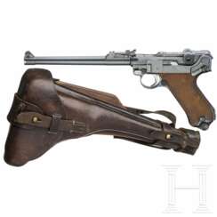 Lange Pistole 08, DWM 1914, EWB, mit Brett und Tasche