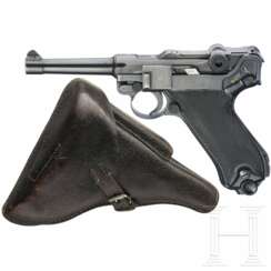 Pistole 08, Mauser, Code "42 - byf" mit SS/Totenkopf und Koffertasche