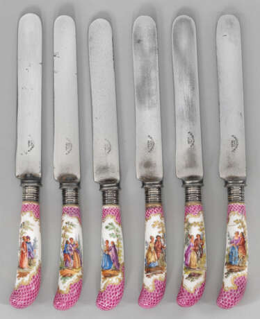 Sechs Messer mit Watteauszenen - photo 1