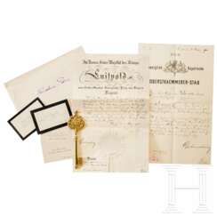 Carl Graf Verri della Bosia (1865 - 1911) - Kammerherrenschlüssel mit zwei Dokumenten, datiert 1900