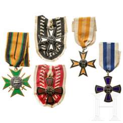 Fünf Kreuze des Ehrenbundes sächsischer Weltkriegsteilnehmer