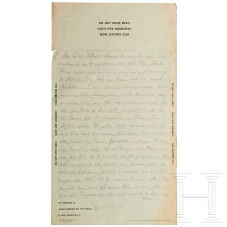 Hermann Göring - eigenhändiger Brief aus Nürnberg an seine Frau Emmy, Winter 1945/46 - Foto 1
