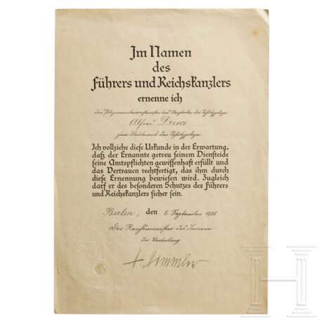 Heinrich Himmler - eigenhändige Tintenunterschrift - photo 1