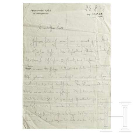 GFM Erwin Rommel - eigenhändiger Brief an seine Frau Lucie vom 22.8.1942 - Foto 1