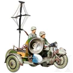 Hausser-Elastolin Funkermotorrad 591/6 mit Mimikry-Morsegerät, Scheinwerfer und Antenne