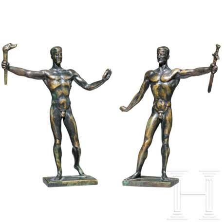 Zwei Bronze-Plastiken, Modelle der Reichskanzlei, "Die Wehrmacht" und "Die Partei" - photo 1
