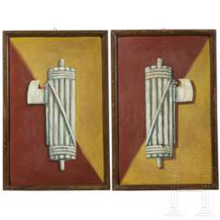 Zwei faschistische Gemälde mit Liktorenbündeln, 1930er/40er Jahre