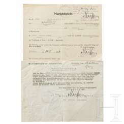 Zwei Dokumente des SS-Mannes G.v.d. Arend aus dem SS-Ausbildungslager "Avegoor", 1944