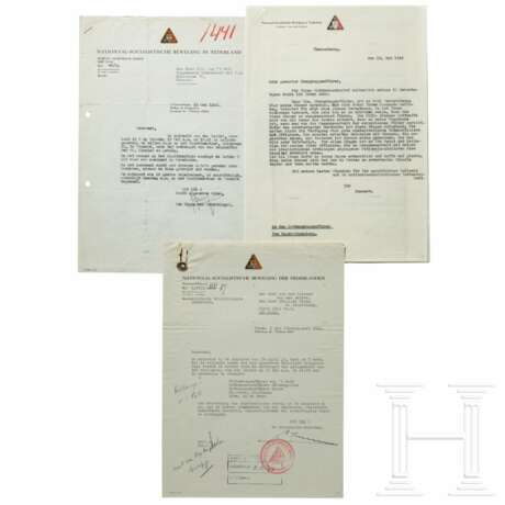 Anton Mussert, Daniel de Blocq van Scheltinga und Carolus Huijgen - drei Briefe, 1942 bzw. 1944 - photo 1
