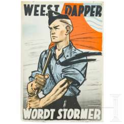 Werbeplakat des "Nationale Jeugdstorm - Weest Dapper - Wordt Stormer"